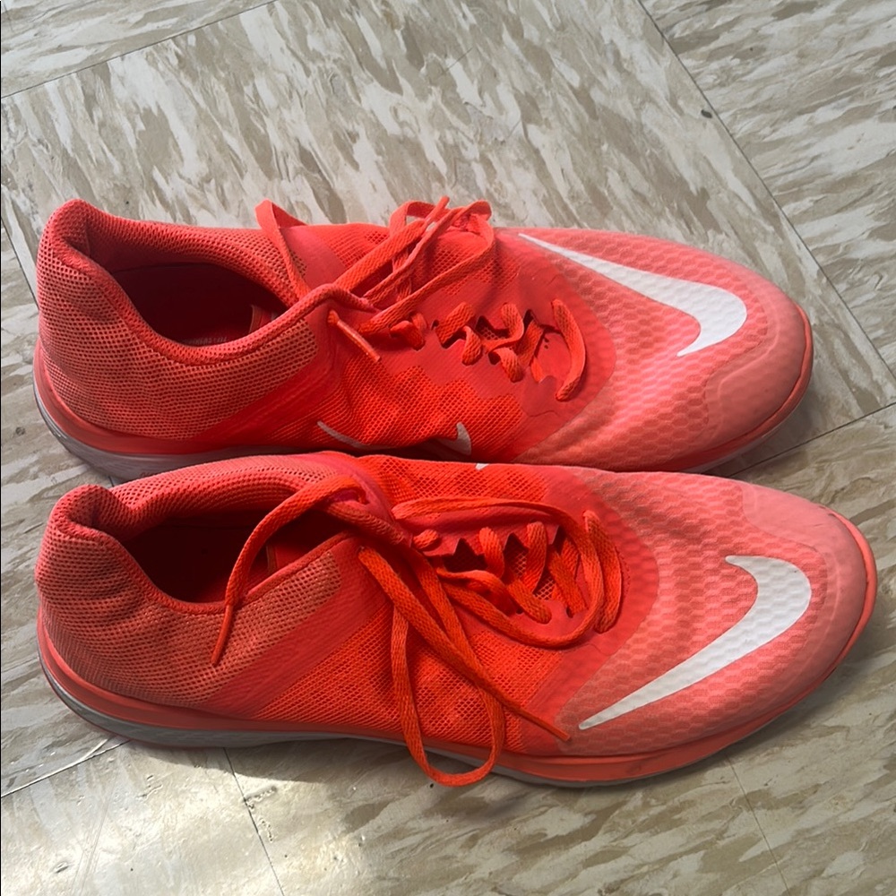 Nike White and Orange Athletic Shoes Lightweight Mesh